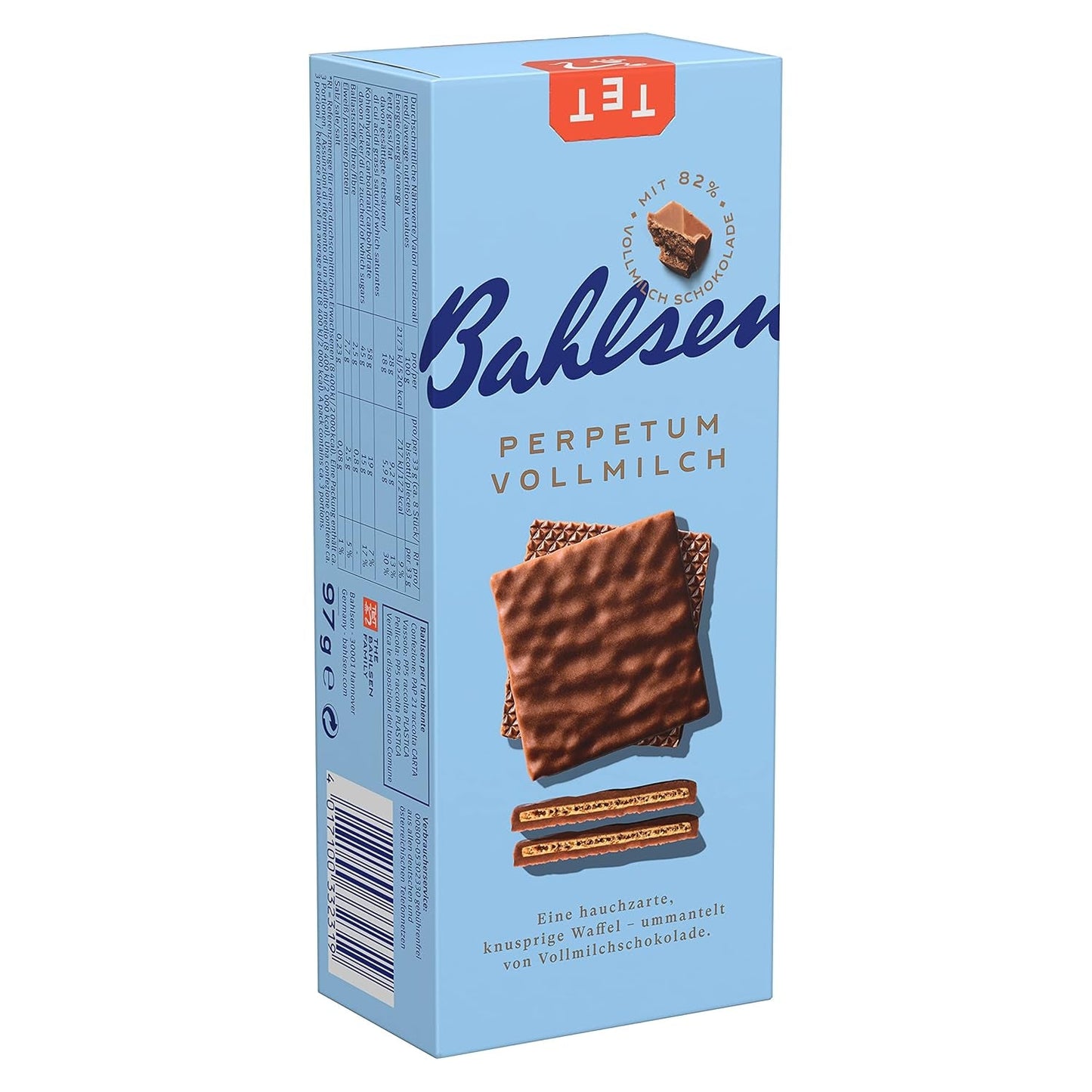 Bahlsen Perpetuum Wafer Al Cioccolato Al Latte (1 X 97 G) (Confezione Da 10)