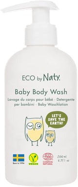 Eco by Naty, bagnoschiuma per bambini, ingredienti vegetali biologici con 0% di profumazione, ipoallergenico e dermatologicamente testato, flacone da 200 ml Bambini - Bagno e Cura della Pelle Naty Shop Default title