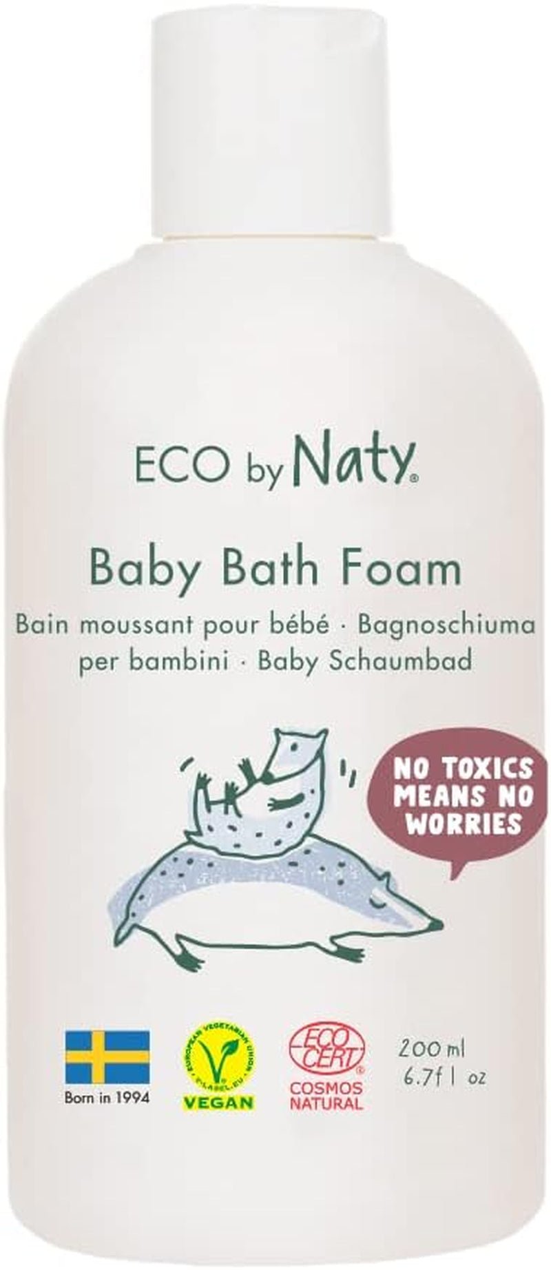 Eco by Naty, bagnoschiuma per bambini, ingredienti vegetali biologici con 0% di profumazione, ipoallergenico e dermatologicamente testato, flacone da 200 ml Bambini - Bagno e Cura della Pelle Naty Shop Default title