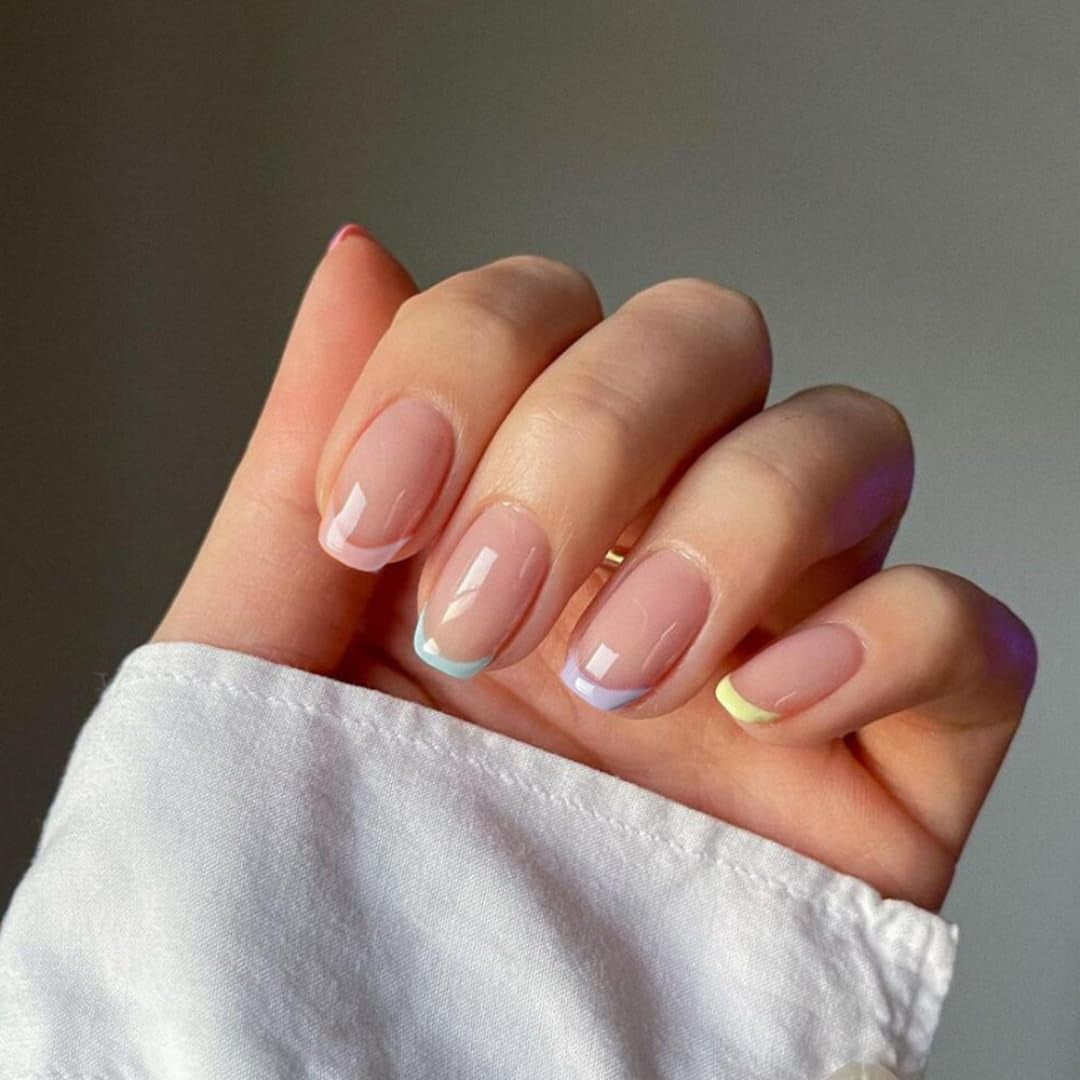 Punte francesi lunghe Colla glitter dorata su unghie lunghe quadrate Punta francese glitterata Unghie finte Set Unghie artificiali quadrate per le donne 24 pezzi