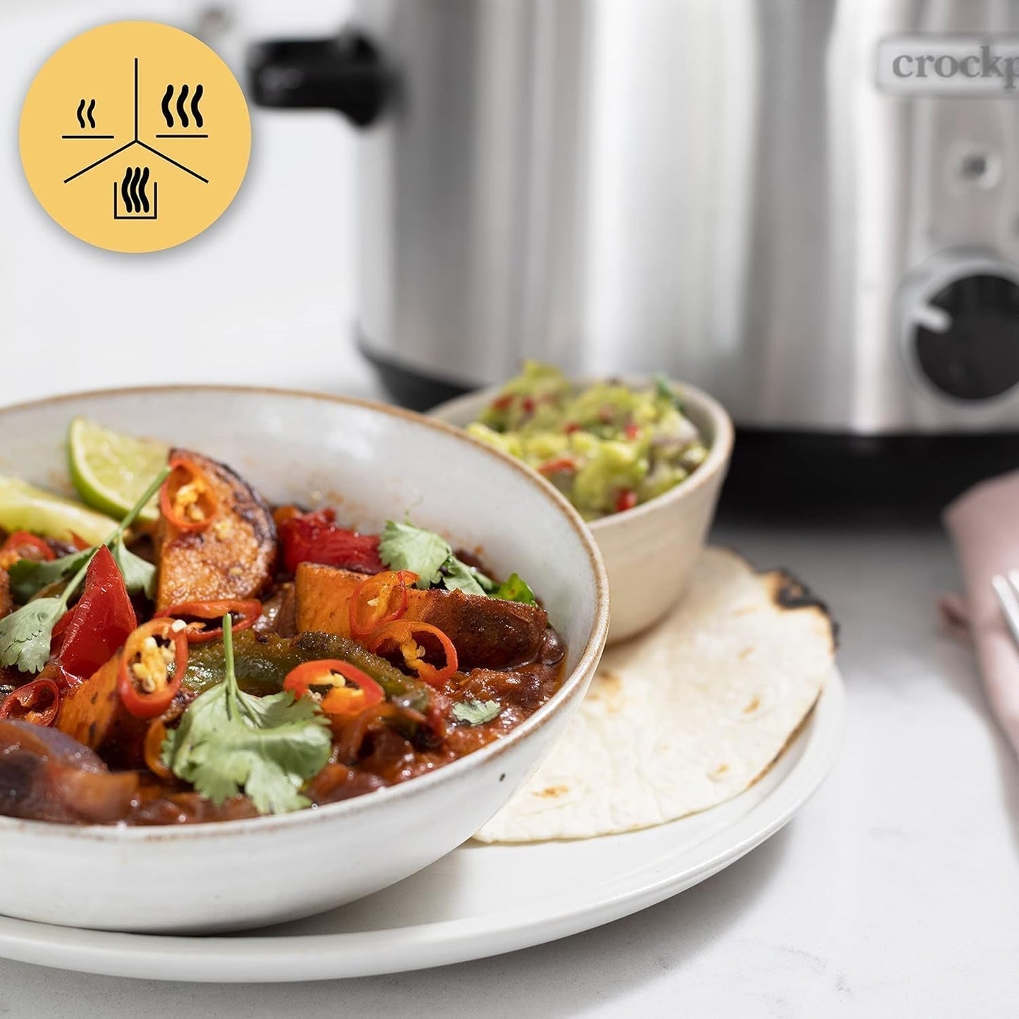 Crockpot a cottura lenta,| 3,5 litri (3-4 persone), contenitore per rosolare carne e verdure, Slow Cooker in acciaio inox Naty Shop