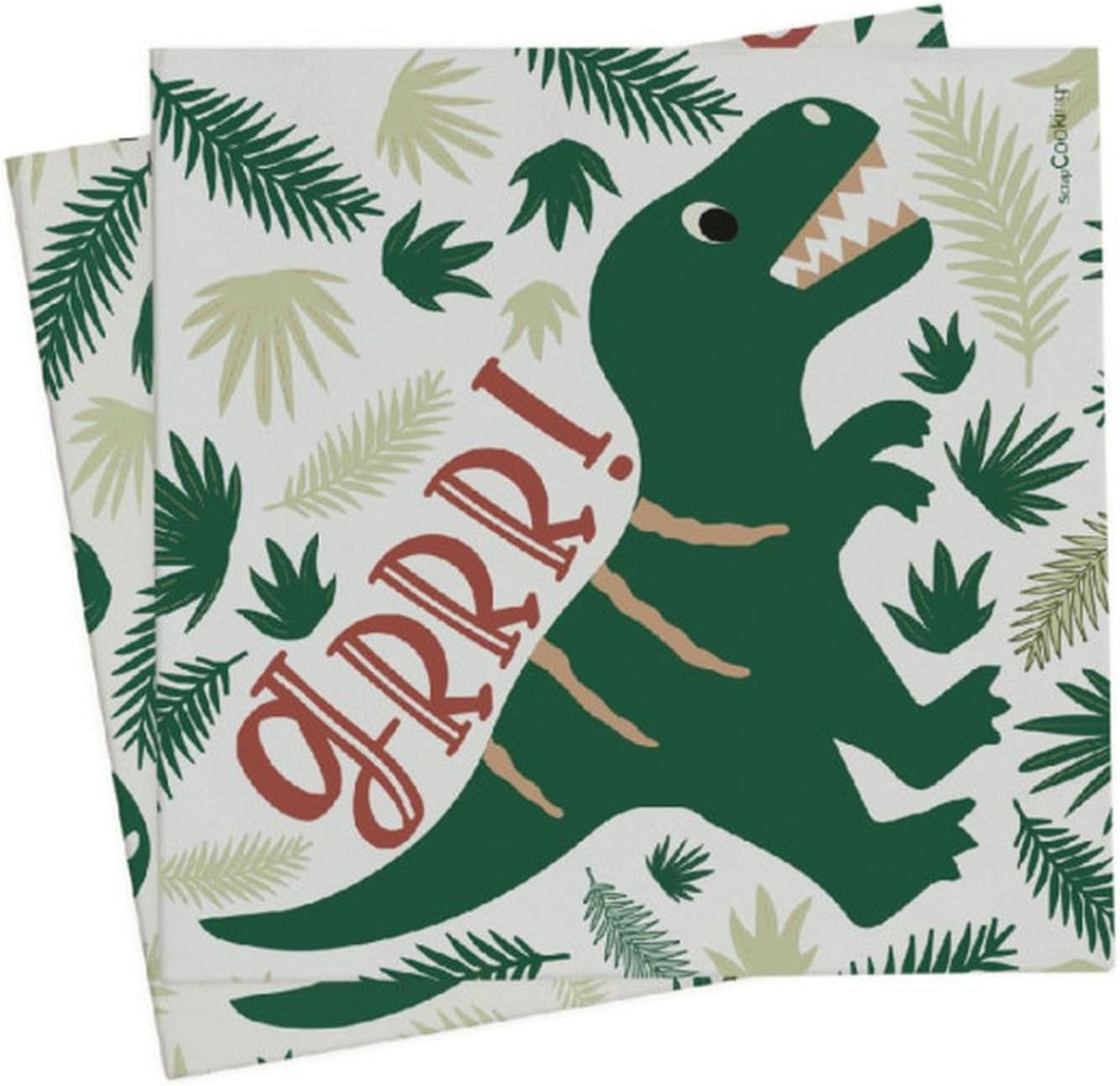 Scrapcooking - 20 tovaglioli Dino 33 X 33 cm - Decorazione compleanno dinosauro verde