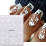 JMEOWIO 3D Nagelsticker Blumen Nail Art Sticker Selbstklebend Nagelaufkleber 5D Stereoscopico Frühling Sommer Dekoration Nageldesign Zubehör 4 Blatt