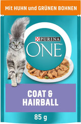 PURINA ONE Cappotto e Palla di Pelo Cibo per Gatti Umido in Salsa con Pollo, Confezione da 26 (26 x 85 g)