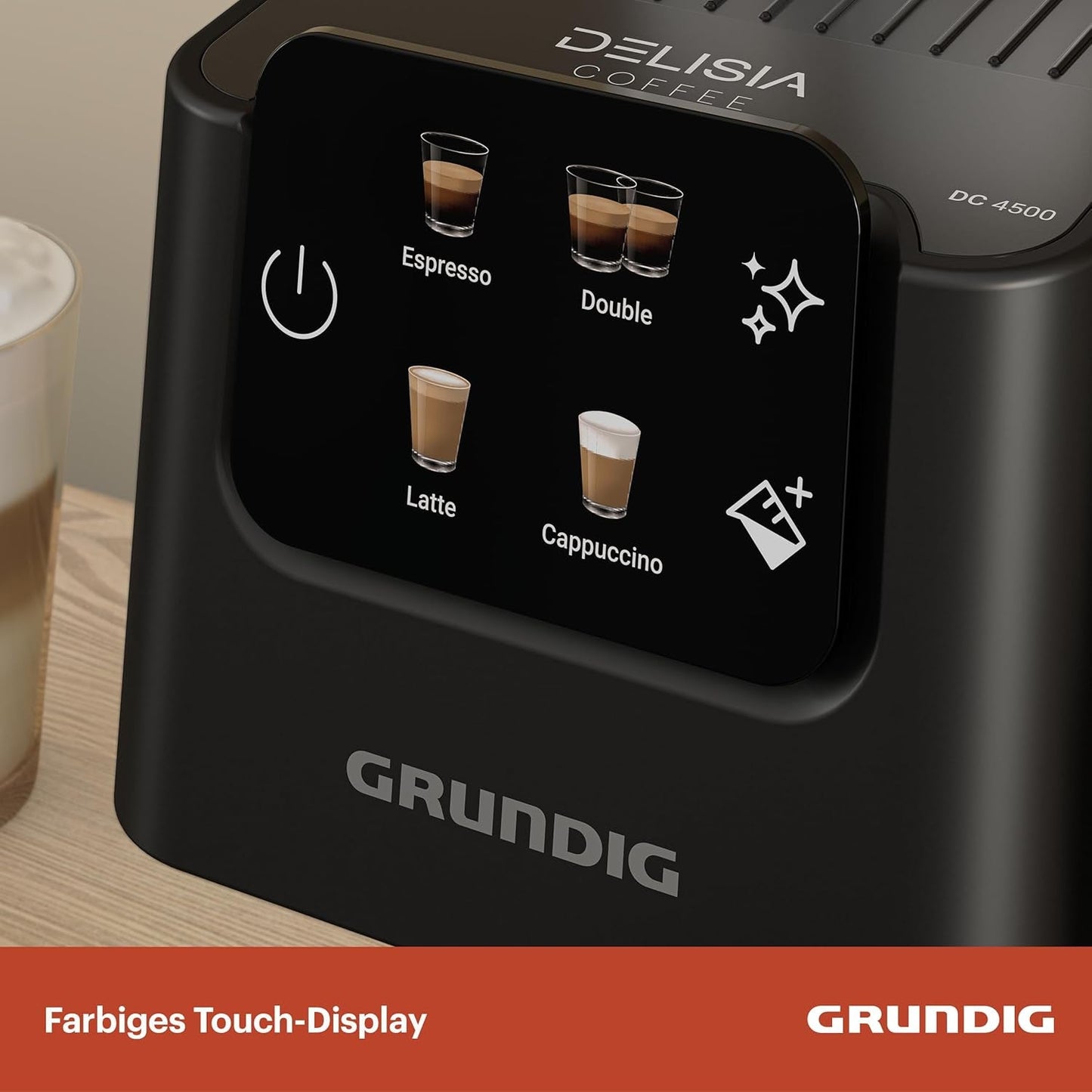 Macchina per caffè espresso portafiltro GRUNDIG KSM 5330 con contenitore del latte integrato, potenza 1628 W, pressione della pompa 15 bar, doppio ugello, display touch a colori, BrewSense, CreamyPro, Acciaio inossidabile scuro/Nero