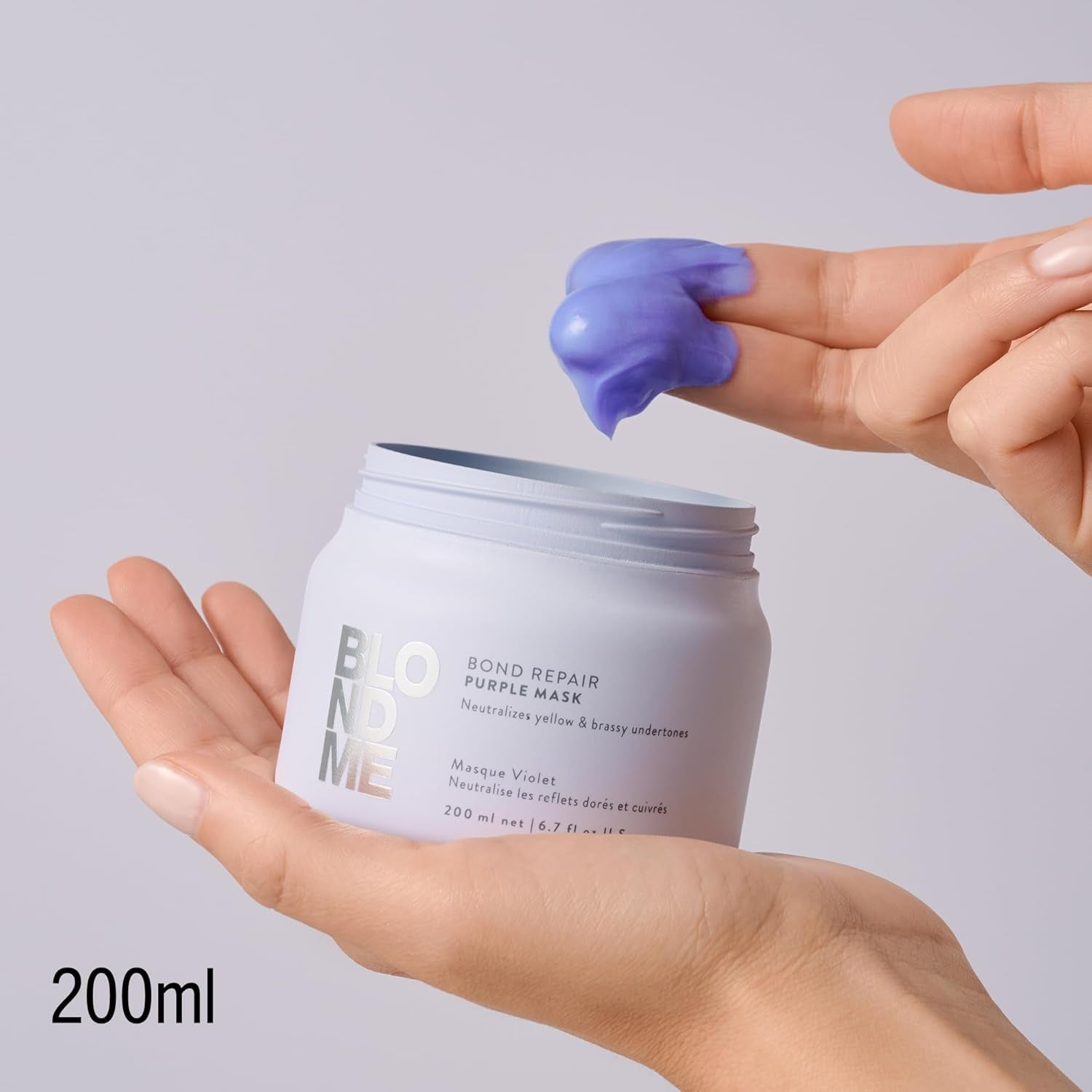 Schwarzkopf Professional BLONDME Bond Repair Purple Mask Maschera per capelli freddi Neutralizza i toni gialli per capelli tinti, decolorati e chiari Condizionante profondo e rinforzante 200 ml Maschera per capelli Naty Shop