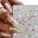 Adesivi per unghie con fiocchi di neve cartoni animati, Adesivi per unghie di Natale, Autoadesivi, Disegni per unghie di Natale, Nail art, Cervo, Fiocchi di neve, Adesivi per unghie di Natale, Accessori per unghie invernali