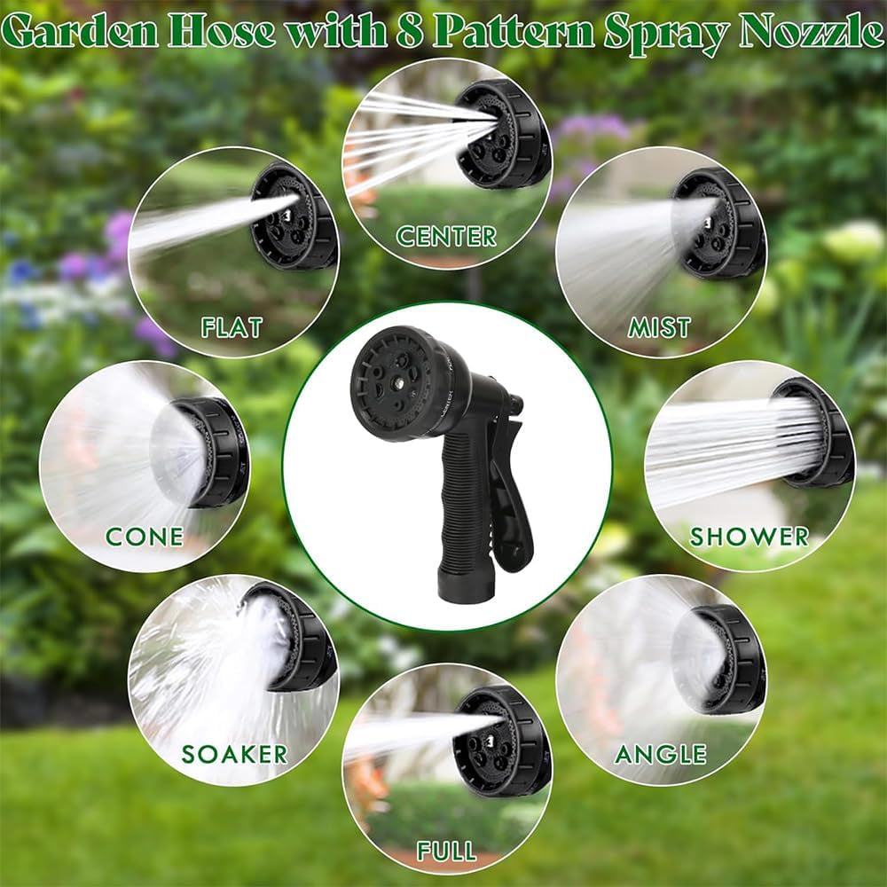Tubo da Giardino Flessibile Estensibile da 15 m, Tubo Flessibile dell'Acqua con 8 Funzioni di Spruzzo, Tubo da Giardino Flessibile da 1/2 Pollice a 3/4 Pollice, per Irrigazione del Giardino, Lavaggio Auto, Lavaggio e Irrigazione