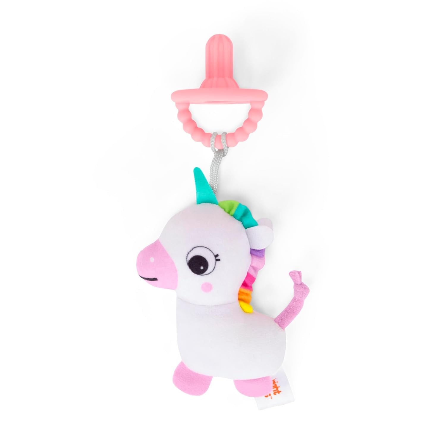 Bright Starts SootheMate Ciuccio in Peluche, Unicorno - Ciuccio staccabile a forma di ciuccio per neonati e bambini più grandi