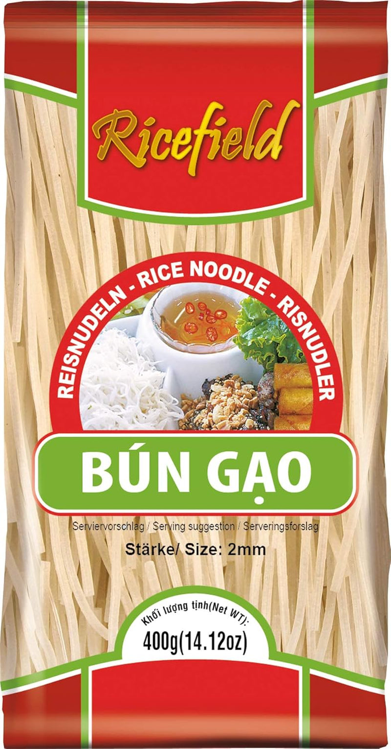 Tagliatelle di riso Ricefield, vermicelli, 2 mm, Bun Gao (1 x 400 g)
