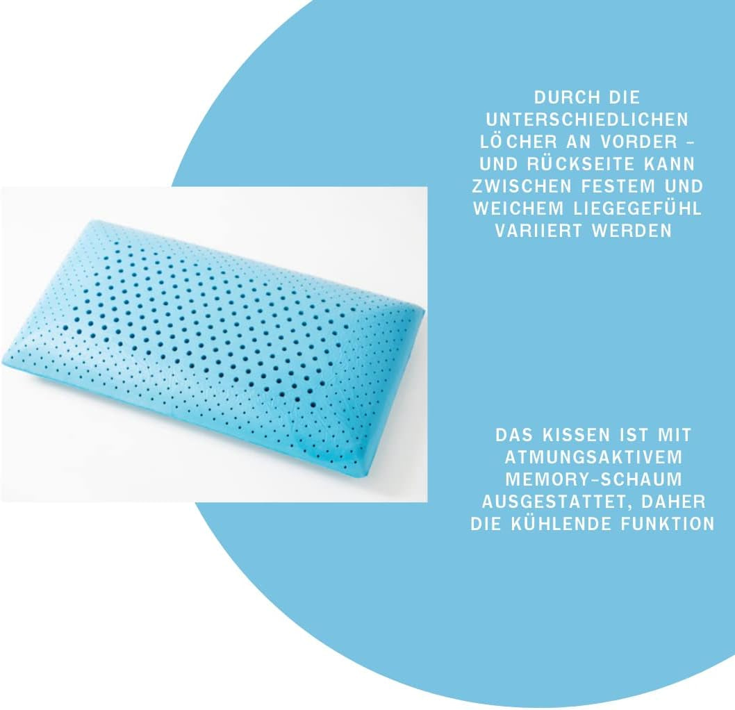 Cuscino in schiuma Genius Eazzzy 40X80 Cm altezza 10 Cm - Cuscino di sostegno per il collo con 2 gradi di durezza + schiuma gel rinfrescante - Cuscino per chi dorme sul fianco, sulla schiena e sullo stomaco contro il dolore al collo, poliestere Naty Shop cuscini standard