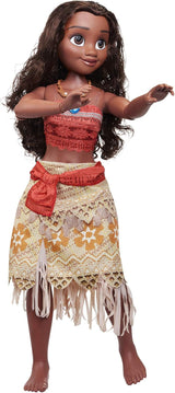 Disney Princess Vaiana, 80 cm große Spielpuppe von Jakks Pacific, bewegliche Puppe, mit Bürste zum Kämmen ihrer welligen Locken, vom Film ispirato Kleid, abnehmbare Halskette mit Anhänger