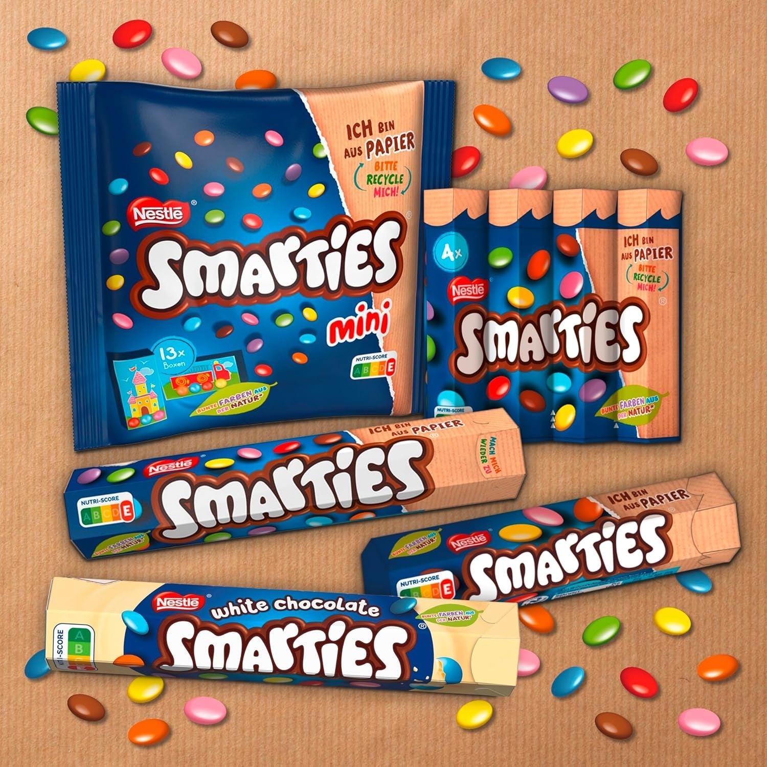 Nestlé SMARTIES Mini, lenticchie piccole con cioccolato al latte, confezionate singolarmente, confezione da 16 (16 x 187 g)