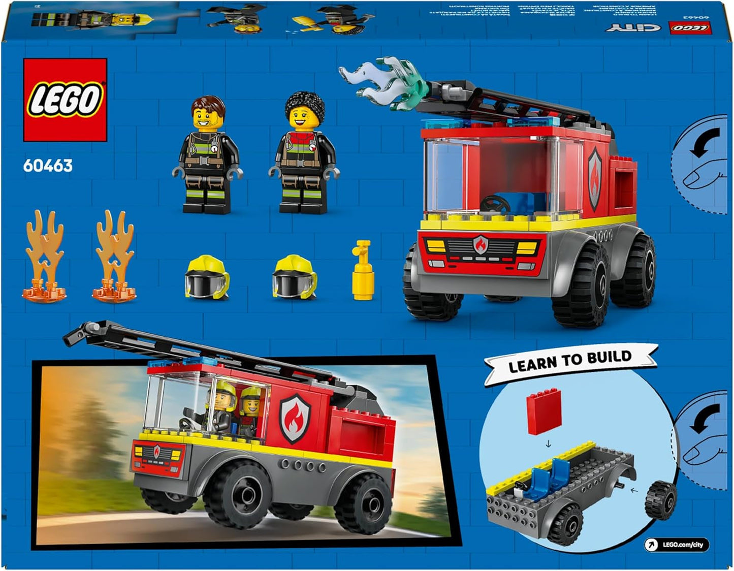 Autoscala dei pompieri LEGO City - Autopompa giocattolo con 2 minifigure di pompiere per ragazzi e ragazze dai 4 anni - giocattolo educativo - regalo per bambini in età prescolare 60463 Set da costruzione Besuche den LEGO-Store