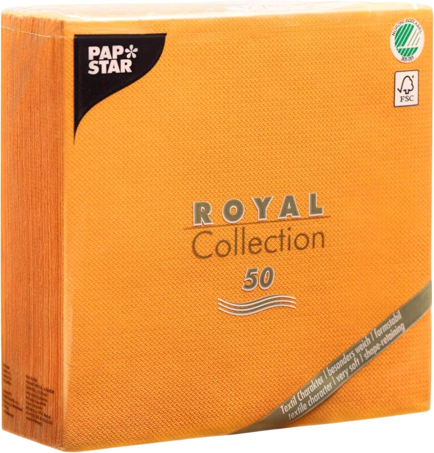 Papstar, 50 tovaglioli "ROYAL Collection" piega 1/4 40 Cm X 40 Cm arancione, #82219