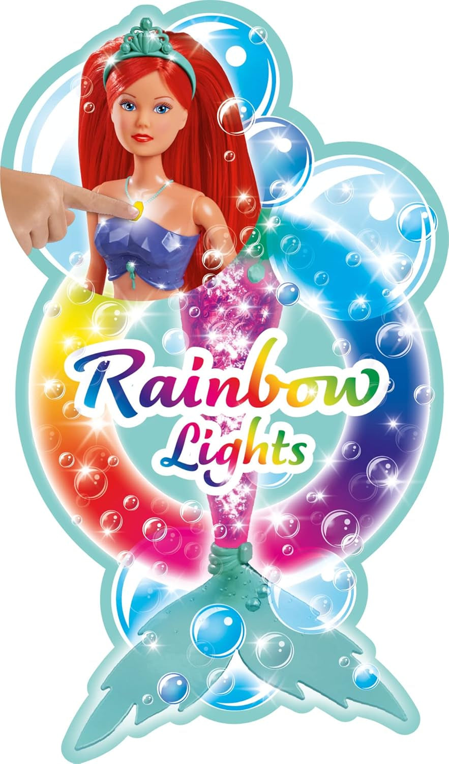 Simba 105733656 - Steffi Love Bambola Sirena Scintillante (39 cm) - Sirena Luminosa che Cambia Colore Arcobaleno Luminoso Giocattolo Impermeabile per Bambini dai 3 Anni in su