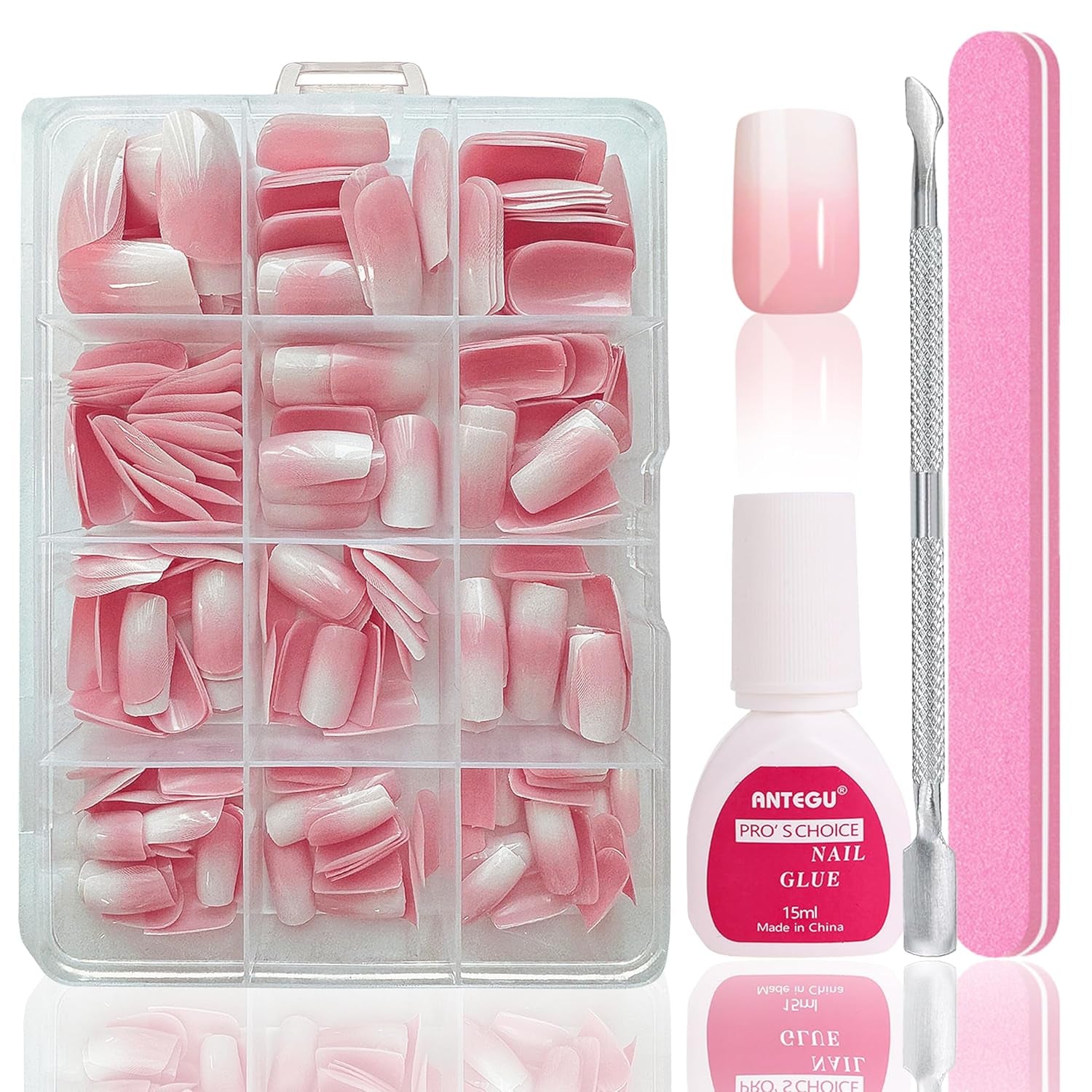 Set unghie finte ballerina - 240 pezzi di delicato rosa lilla per unghie finte, colla a copertura totale su unghie finte, set di punte per unghie finte per manicure e nail art per donne e ragazze (rosa lavanda)