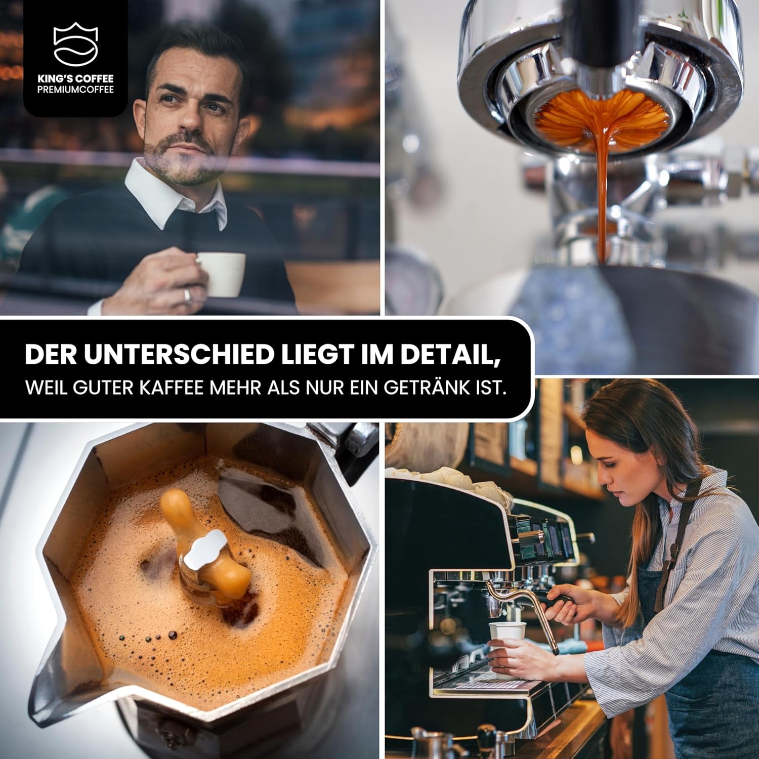 KING'S COFFEE - AMESTEC RS ESPRESSO - 1 kg di chicchi di caffè forti e aromatici - caffè a bassa acidità - caffè in grani interi - torrefazione in piccoli lotti dall'Italia - chicchi di caffè espresso per macchine completamente automatiche e macchine portafiltro