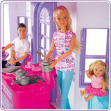 Simba 104661996 - Steffi Love Dreamhouse, grande casetta da gioco, 4 stanze, SENZA BURATTINI, altezza 84 cm, due livelli, campanello funzionale, casa delle bambole pieghevole Naty Shop