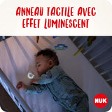 Ciuccio per bambini NUK Star Night & Day 0-6 mesi che si illumina al buio, in silicone rosa, senza BPA, confezione da 2