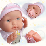 JC Toys - Berenguer Boutique bambola morbida e realistica a bocca aperta/chiusa da 38 cm, set regalo da 10 pezzi, biberon, sonaglio, ciuccio e accessori, rosa, dai 2 anni in su