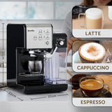 Espresso Breville Prima Latte II | Macchina per latte e cappuccino | Pompa professionale con 15 bar e montalatte | Argento [VCF108X]