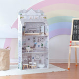 Teamson Kids Casa delle bambole gigante Olivia's Little World con mobili e accessori, casa delle bambole in legno, set da gioco a 3 livelli per bambole da 30 cm, dai 3 anni in su