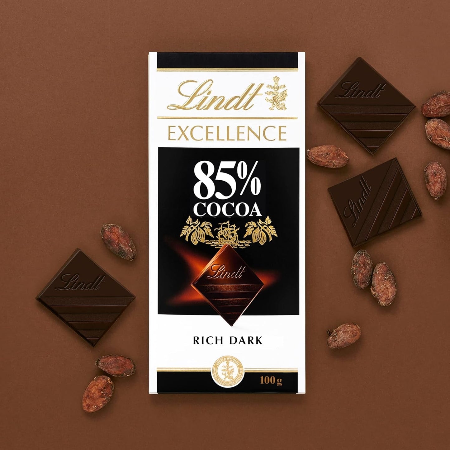 Cioccolata Lindt | Tavoletta EXCELLENCE Cacao 85% | 100 g| Cioccolato Extra Fondente | Tavoletta di cioccolato vegana