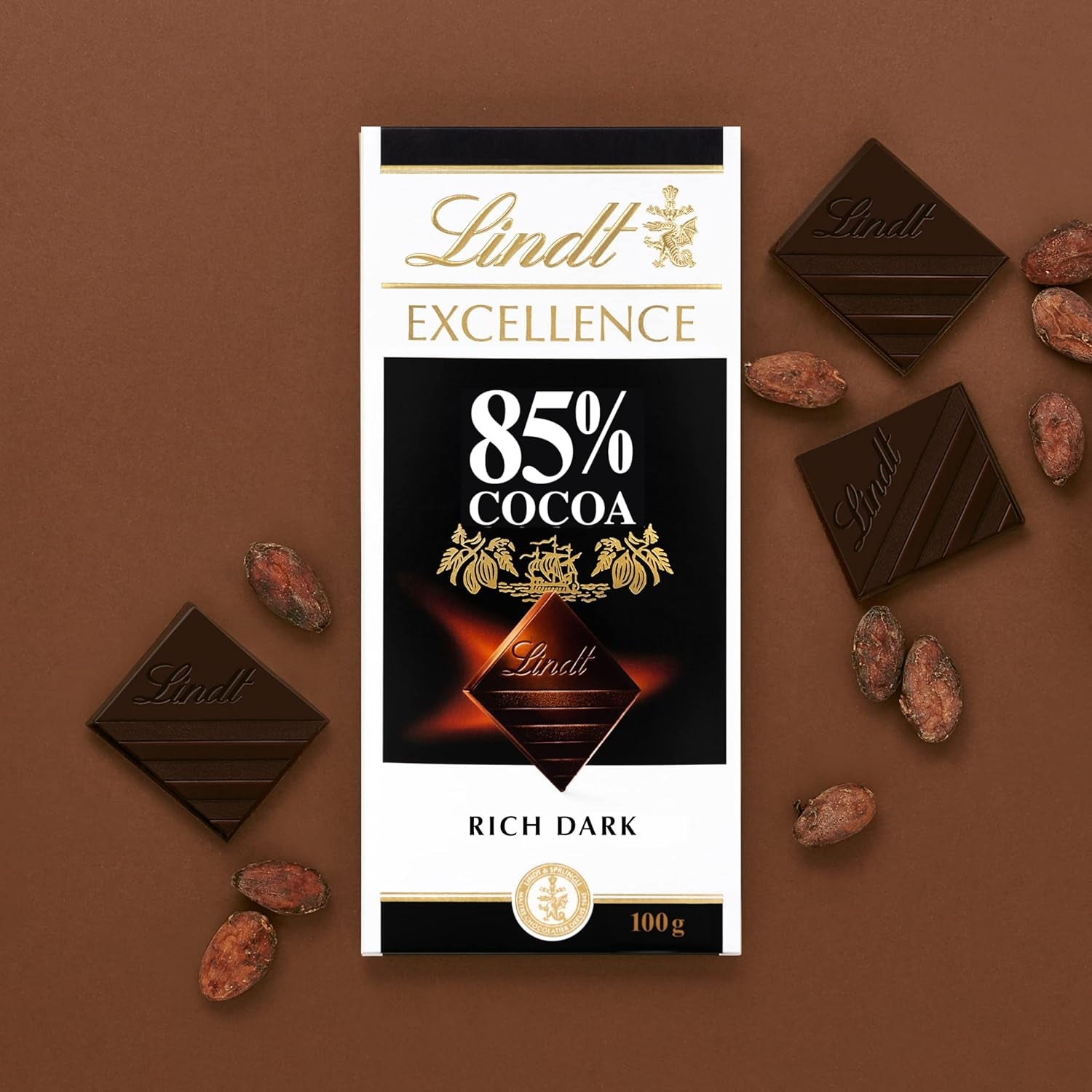 Cioccolata Lindt | Tavoletta EXCELLENCE Cacao 85% | 100 g| Cioccolato Extra Fondente | Tavoletta di cioccolato vegana