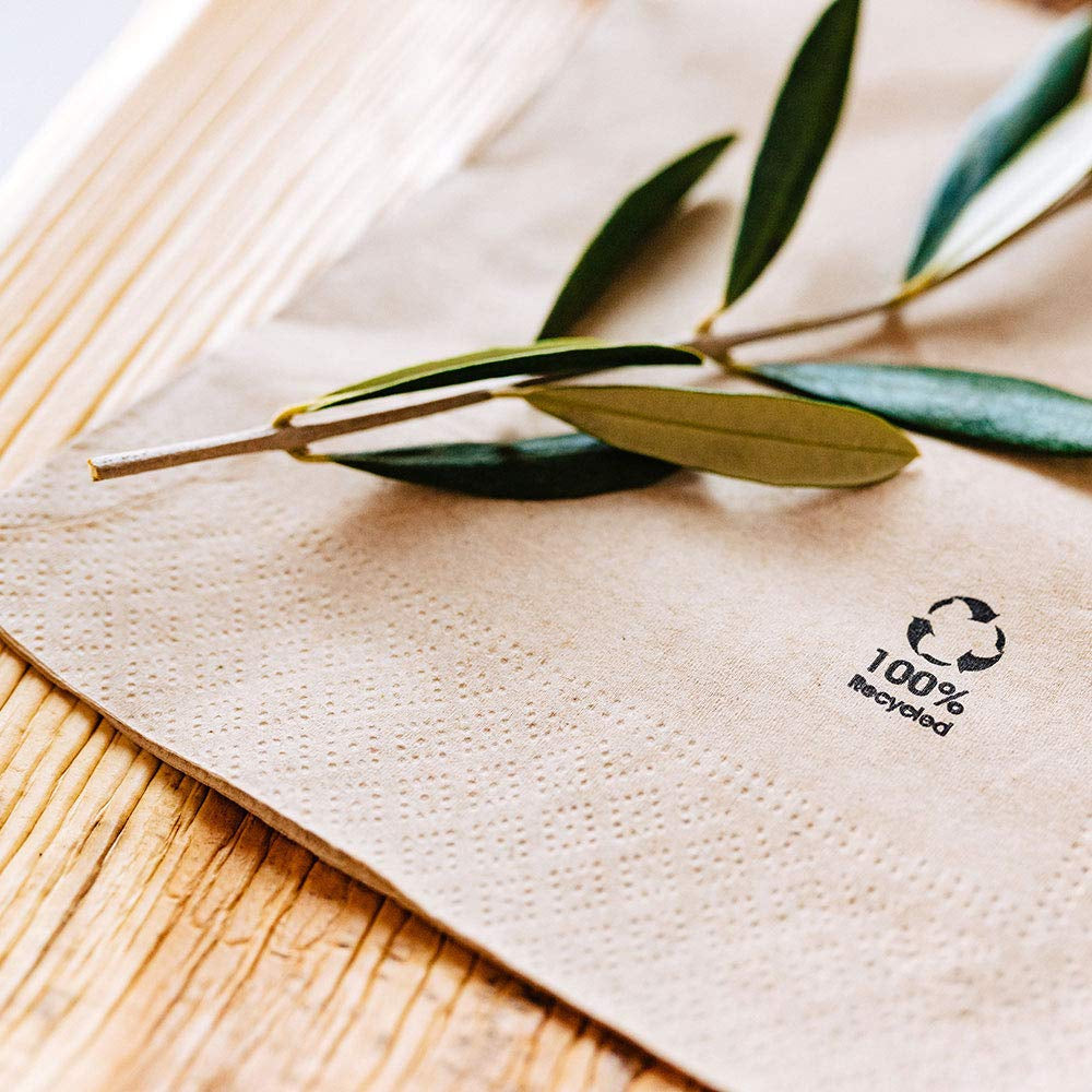 Tovaglioli biologici ecologici realizzati con carta riciclata I Tovaglioli di carta di alta qualità 10 x 10 cm I Tovaglioli da cocktail da 100 pezzi Non sbiancati Biodegradabili Compostabili
