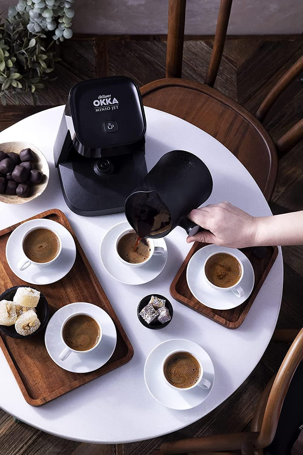 Caffettiera turca Arzum Okka MINIO JET, 400 W, capacità 5 tazze, protezione da troppopieno, sistema di allarme acustico, caffettiera turca, cromata