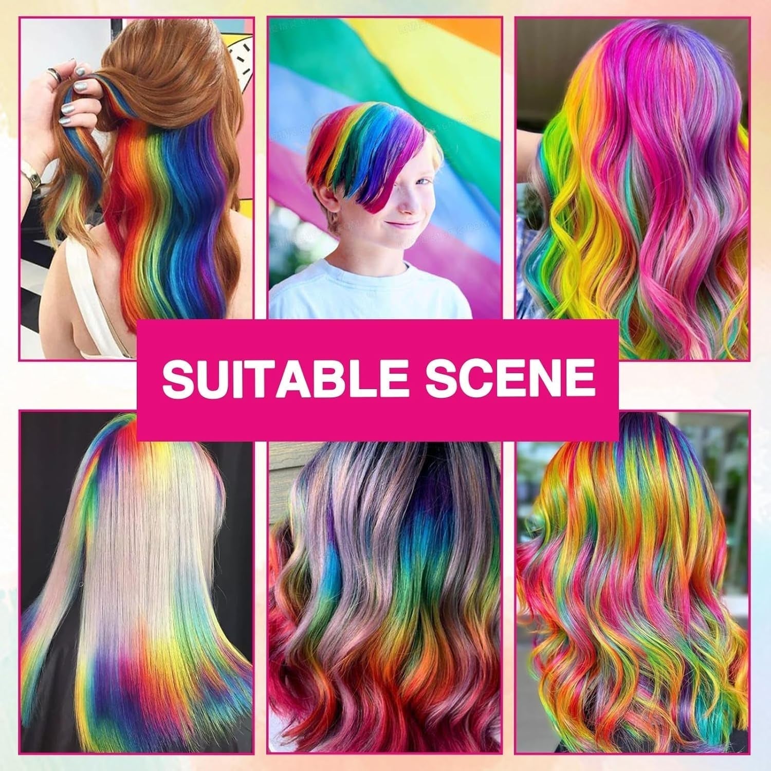 Tintura per capelli temporanea per bambini, 5 colori, lavabile, mascara, gesso per capelli, tintura per capelli Naty Shop