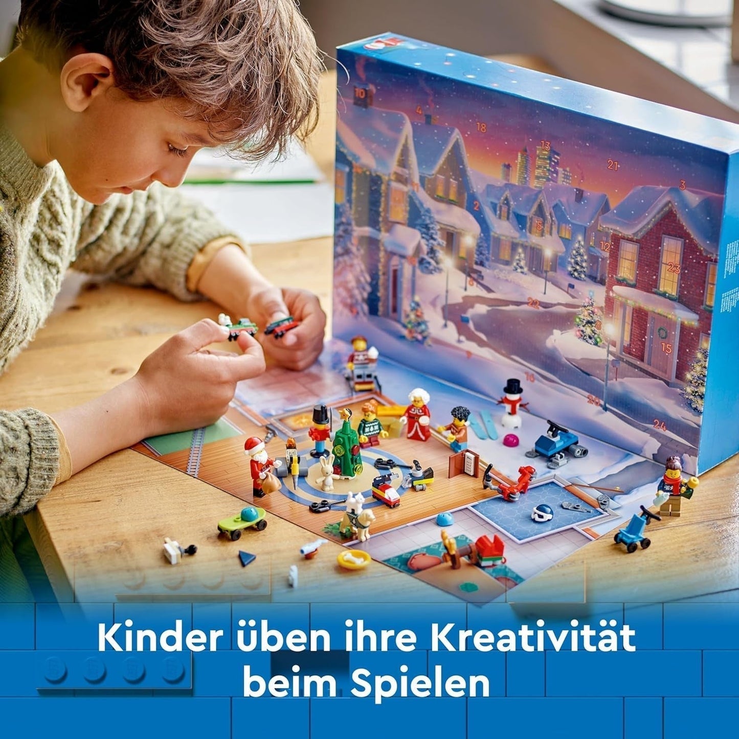 Calendario dell'Avvento LEGO City 2024, regalo dell'Avvento per bambini dai 5 anni, 24 sorprese, minifigure in tuta natalizia, Babbo Natale e la signora Babbo Natale, regalo di Natale 60436 Set da costruzione Besuche den LEGO-Store