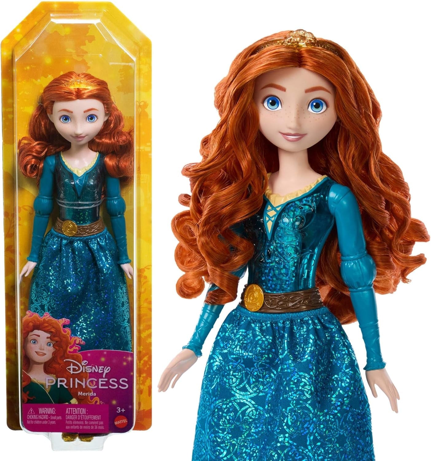 Mattel Disney Princess Toy Merida bambola fatta a mano con vestiti scintillanti e accessori ispirati al film Disney e Pixar, regalo per bambini HLW13