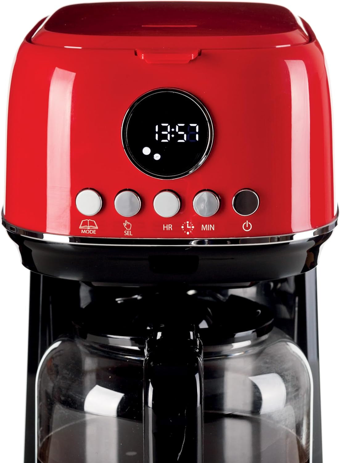 Ariete Moderna 1396 Macchina per caffè espresso con filtro per preparare caffè americano Fino a 15 tazze Caraffa in vetro Piastra riscaldante Display LCD Filtri rimovibili e lavabili Bianco