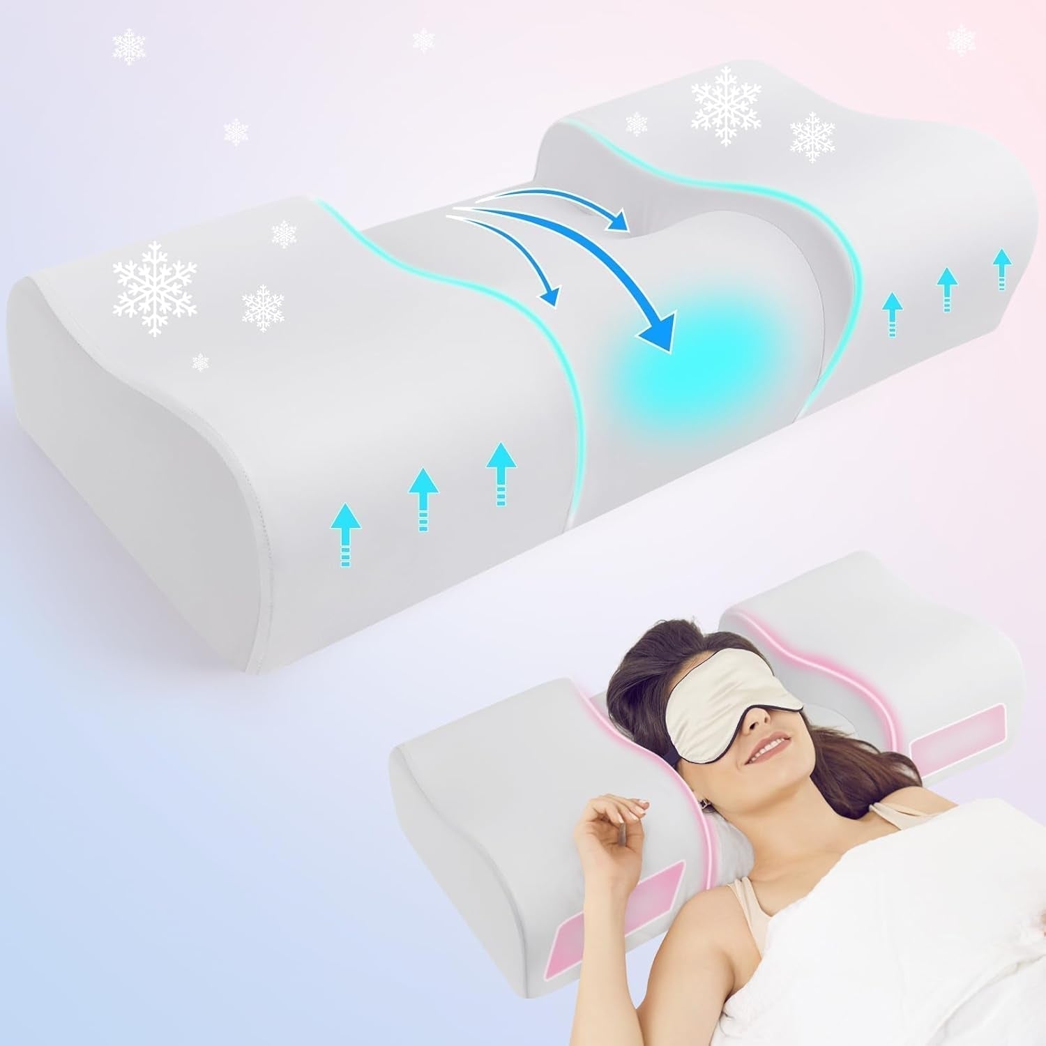 Hydomi Cuscino Antirughe Cuscino Di Bellezza Antietà 2 In 1 Cuscino Di Supporto Per Il Collo Ortopedico Cuscino Per Dolori Al Collo E Alle Spalle Cuscino In Memory Foam Per Mantenere La Testa Diritta Naty Shop Cuscini Ortopedici Cervicali Grigio (60*24.9*14Cm)