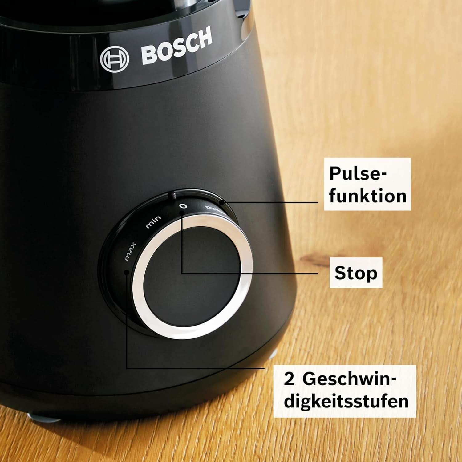 Robot da cucina Bosch Vitapower Serie 4 MMB6141B, Hochwertige Edelstahl-Klingen, 1.5L Tritan-Mixbehälter, Spülmaschinengeeignete Teile, 30.000 U/Min, 1200 W, Schwarz Kitchen Naty Shop