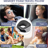 Cuscino per il collo Cuscino da viaggio in memory foam Cuscino per il collo in memory foam dal design ergonomico con maschera per gli occhi 2 tappi per le orecchie e custodia Perfetto per dormire in viaggio Quando si viaggia Naty Shop Cuscini ortopedici cervicali