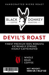 ARROSTO DEL DIAVOLO | Caffè in grani 1KG | Caffè estremamente forte | Caffè ad alto contenuto di caffeina | Robusta premium di