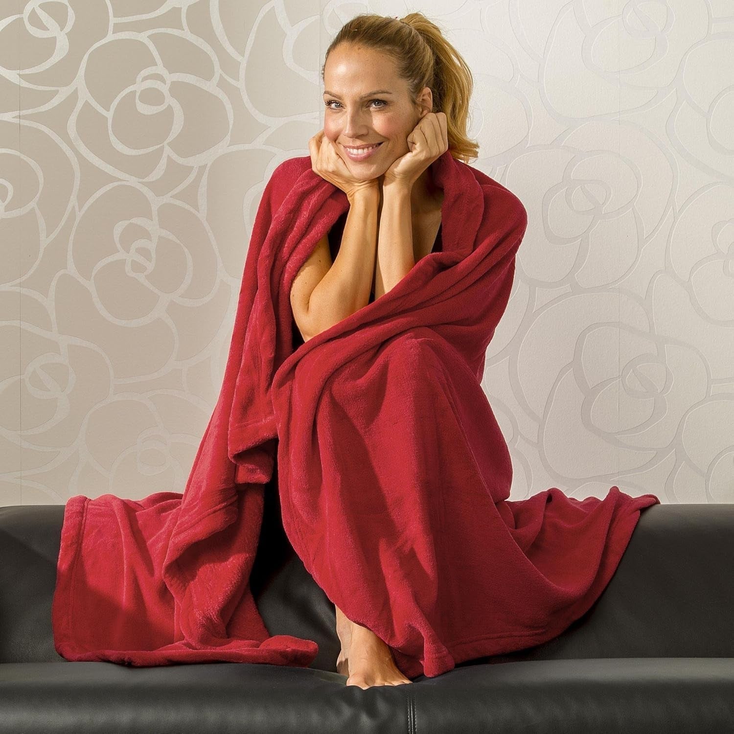 Celinatex soffice coperta XXL 220 X 240 cm rossa coperta per divano coperta calda morbida microfibra in pile Oeko-Tex Montreal Letti e coperte Besuche den CelinaTex-Store