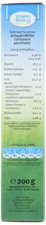 Schapfen Mill Semi di Lino Macinati Confezione da 200g (Confezione da 10)