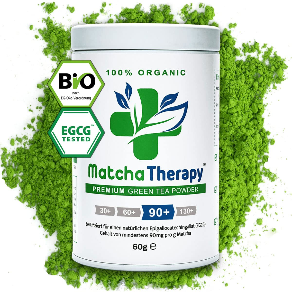 Terapia Matcha 30+ | Polvere di tè matcha biologico | 60 g| Con un contenuto verificato di almeno 30 mg/g di catechina EGCG | Supporta il sistema immunitario e i livelli di energia | Qualità cerimoniale | Tè verde dal Giappone