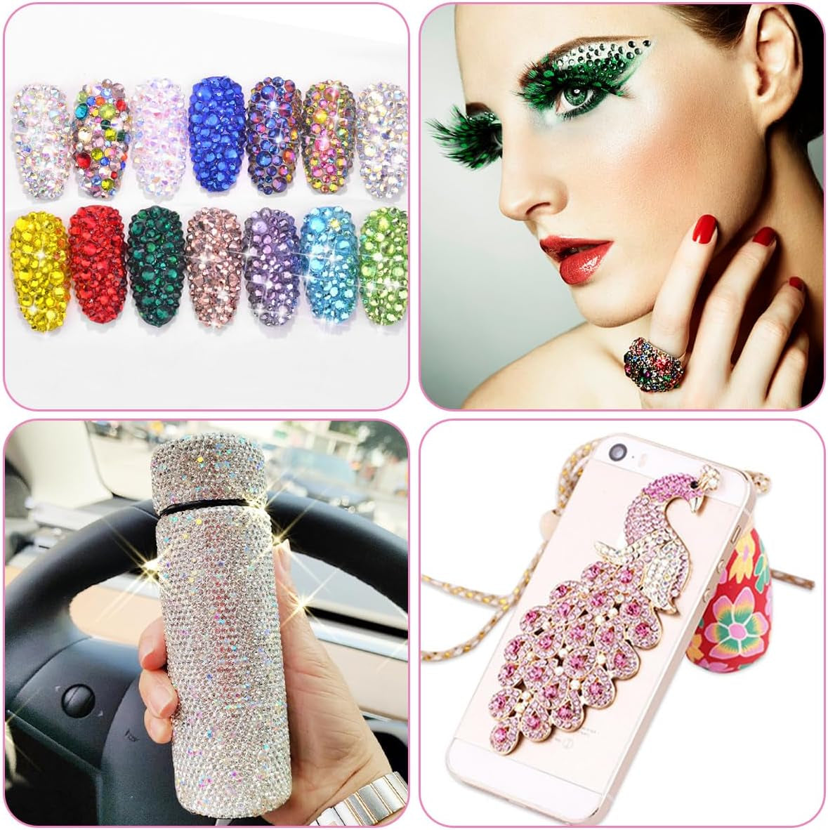 4600 pezzi Strasssteine ​​​​per Nägel, Nagel Glitzersteine ​​3 Verschiedene Stil Flache Nail Gems Nägel Steine ​​​​Klein Nagel Steinchen Mit Pinzette Und Strass Picker Dotting Pen Für Nägel/Kleidung/Handwerk