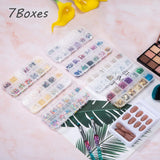 7 Boxen Strasssteine ​​​​Nägel, Kit Nail Art Strass Nagelglitzer Paillettes Nagel-Edelsteinen Kristalle Perlen Diamanten Metall Nieten Für DIY Dekoration Nageldesign (Multicolor)