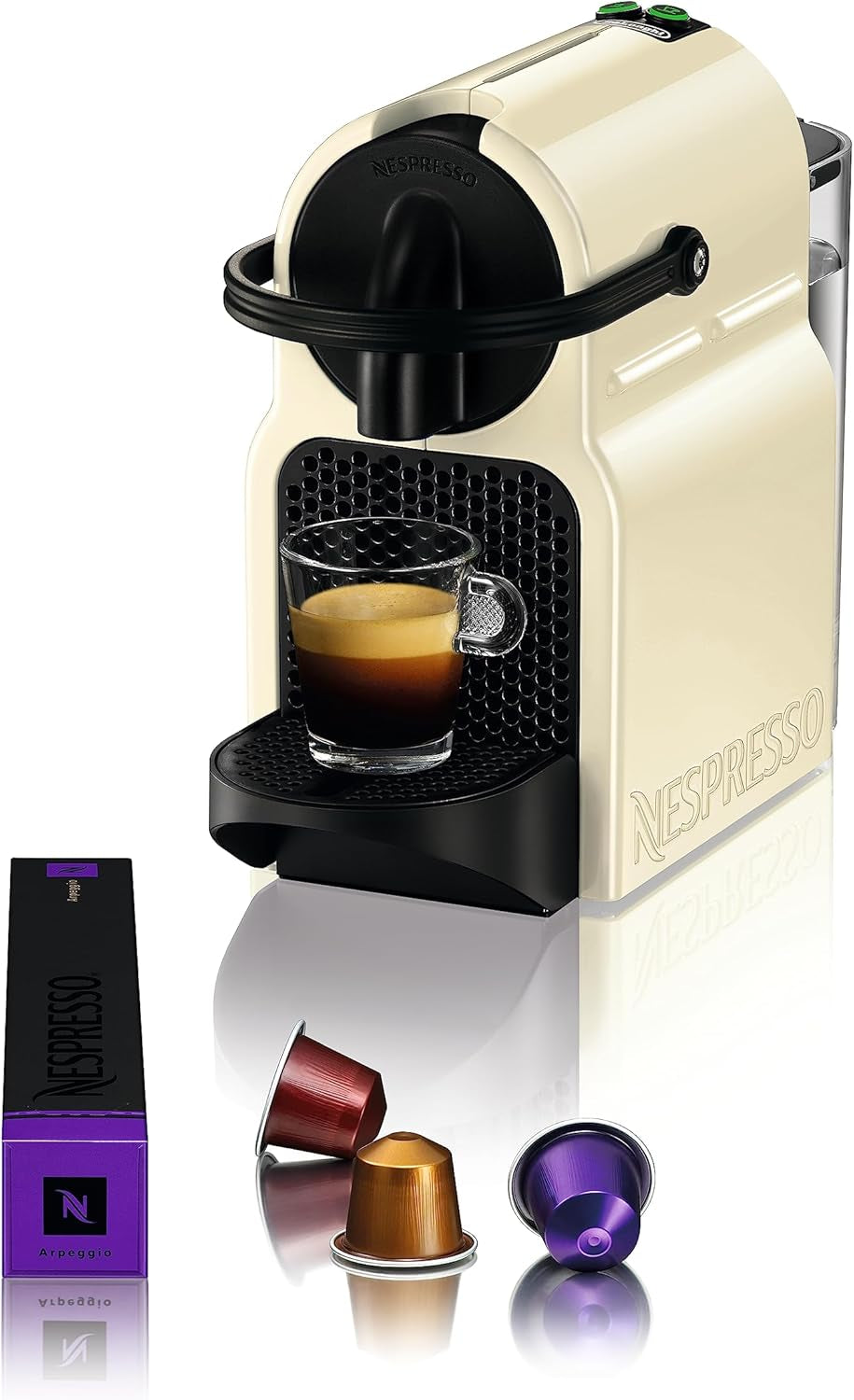 Macchina per caffè espresso a capsule Nespresso De'Longhi EN 80.B Inissia, pompa ad alta pressione e funzione di risparmio energetico, spegnimento automatico dopo 9 minuti, volume della tazza per espresso e lungo, serbatoio dell'acqua da 0,7 l, nero