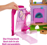 Disney Princess HMV99 - Rapunzel bambola mobile e torre giochi con divertimento a tutto tondo, 6 aree gioco e 15 accessori, ispirata al film Disney, giocattoli per bambole di 3 anni Naty Shop Dolls