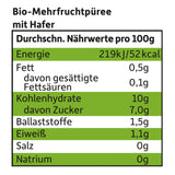 FRECHE FREUNDE sacchetto di frutta biologica banana, mela, lampone, mirtillo con avena, purea di frutta con cereali in sacchetto comprimibile per bambini a partire da 6 mesi, vegano, confezione da 6 (6 x 100 g)