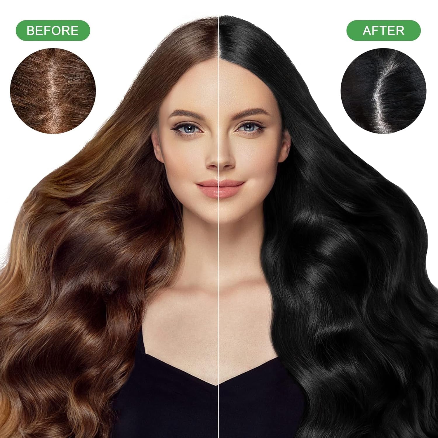 Shampoo istantaneo per capelli neri, Shampoo per tinture naturali per capelli, Copertura grigia al 100% - Facile e veloce, Colore semipermanente per capelli neri, Shampoo per tinture per capelli per uomini e donne Tinture per capelli Naty Shop