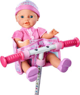 Simba 105560018 - Seggiolino da bici per neonati con cintura, accessorio per bambola, sedile in tessuto, cintura di sicurezza, manubrio in velcro, per bambole da 30-43 cm, dai 3 anni in su