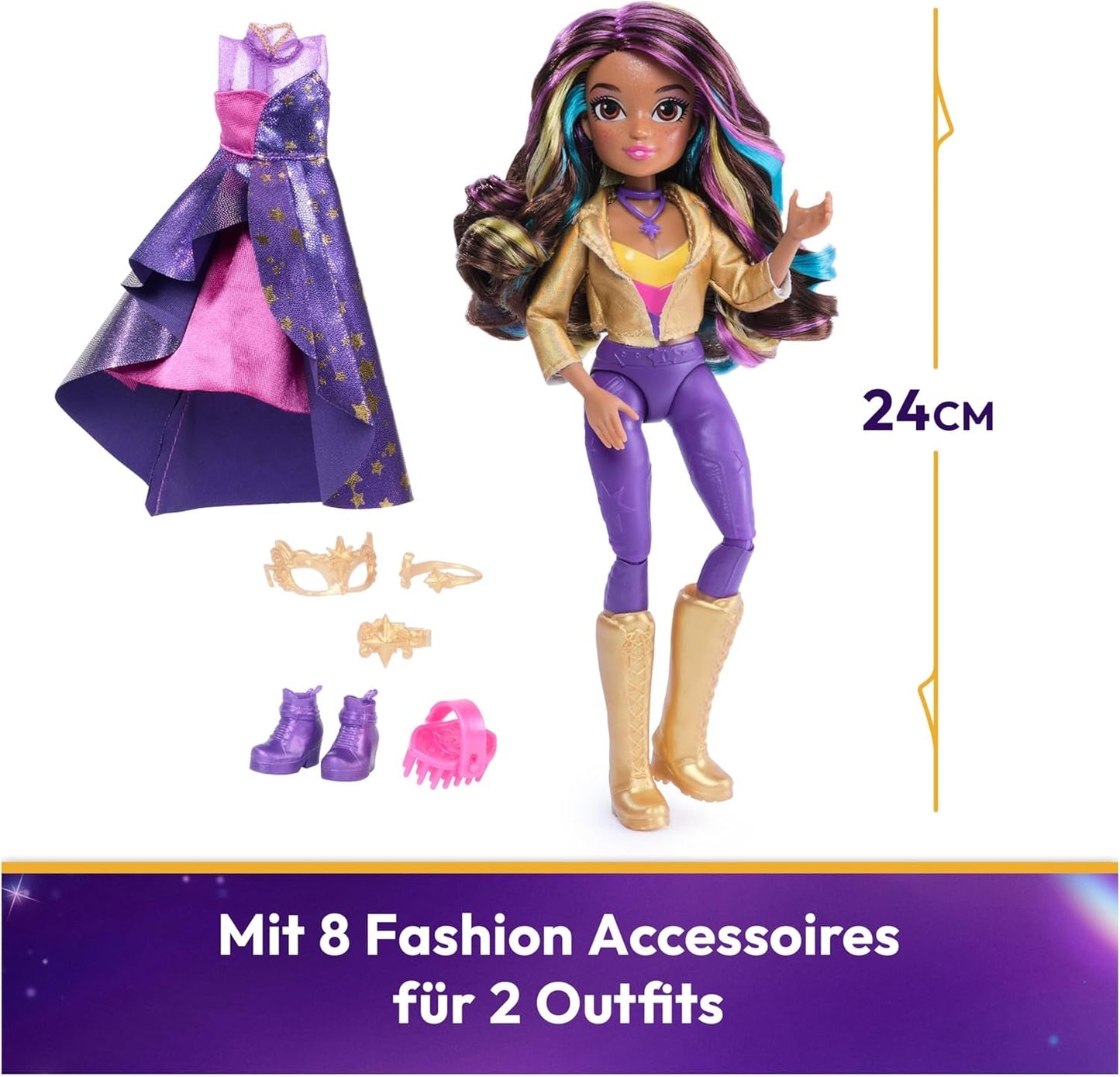 Unicorn Academy Deluxe Masquerade Ball - Sophia Original Doll della popolare serie Netflix, alta 24 cm, con 2 abiti e accessori, dai 4 anni in su